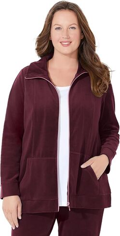 Catherines Women's Plus Size Cozy Velour Jacket in Saudi Arabia