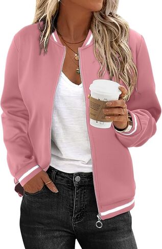 Magritta Womens Zip Up Jackets Dressy Long Sleeve Sweatshirt Button Down Cropped Bomber Jacket Fall Shirts with Pocket in Kuwait