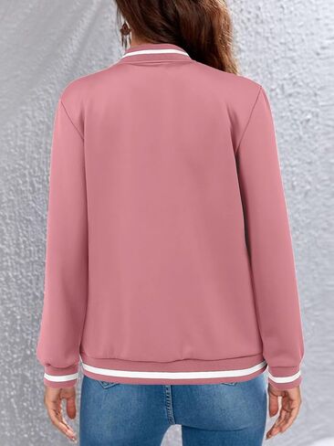 Magritta Womens Zip Up Jackets Dressy Long Sleeve Sweatshirt Button Down Cropped Bomber Jacket Fall Shirts with Pocket in Kuwait