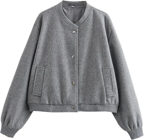Women's Tweed Jacket O-Neck Single-Breasted Soft Loose Casual Street Solid Color Jacket in Saudi Arabia
