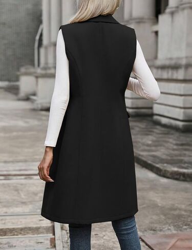 IDEALSANXUN Womens Long Wool Vest Fall Winter Sleeveless Blazer Jackets Trench Coat Outerwear Tops in Saudi Arabia