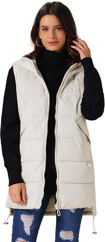 Allegra K Women's Winter Thicken Puffer Vest Hooded Sleeveless Parka Down Jackets with Pockets in Saudi Arabia