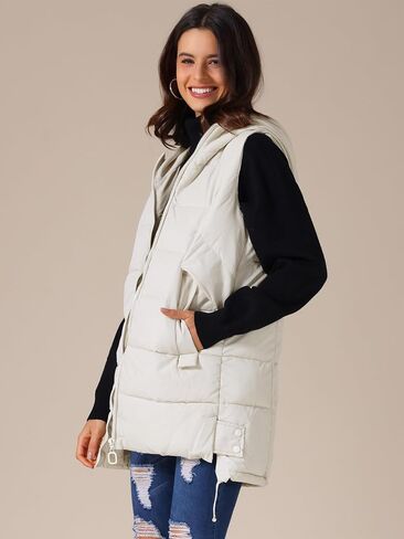 Allegra K Women's Winter Thicken Puffer Vest Hooded Sleeveless Parka Down Jackets with Pockets in Saudi Arabia