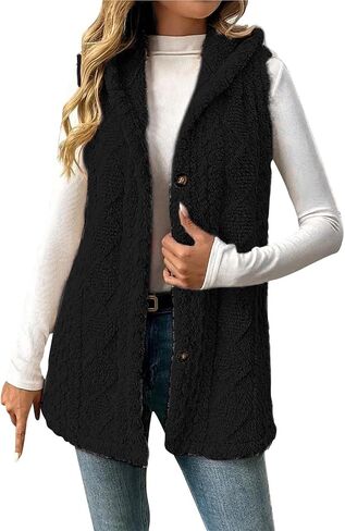 Womens Fleece Vest 2025 Solid Warm Button Sherpa Vests Long Lightweight Casual Comfy Sleeveless Fuzzy Jackets in Saudi Arabia