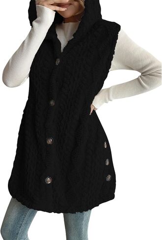 Womens Fleece Vest 2025 Solid Warm Button Sherpa Vests Long Lightweight Casual Comfy Sleeveless Fuzzy Jackets in Saudi Arabia