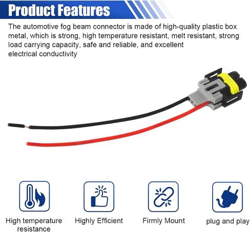 H8/ H9/ H11 Fog Light Harness Connector, Waterproof Pigtail Adapter Plug Car Fog Light Wiring Harness Kit Replacement for Headlight High Low Beam Bulb (2PCS) in Saudi Arabia