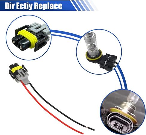 H8/ H9/ H11 Fog Light Harness Connector, Waterproof Pigtail Adapter Plug Car Fog Light Wiring Harness Kit Replacement for Headlight High Low Beam Bulb (2PCS) in Saudi Arabia