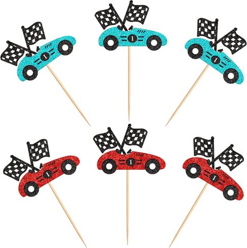48 PCS Race Car Cupcake Toppers, Car Party Decoration Birthday Party Supplies, Car Themed Party Supplies Are The Most Popular, Boys and Girls' Birthday Party Cake Decoration in Kuwait