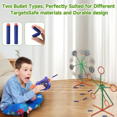 Kids Shooting Target for Nerf Gun Party - Shooting Game Practice Moving Rotating Aim Challenge, Outdoor Indoor Large Windmill Target for Blasters Dart Ball Bullets Accessories Toys for Boys in Saudi Arabia