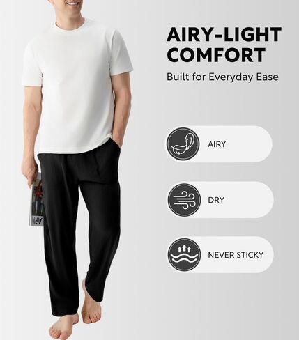DAVID ARCHY Mens Pajama Pants, Soft Lightweight Sleep Pants, Comfy Lounge Pajama Bottoms with Pockets and Button Fly, 2 Pack in Saudi Arabia