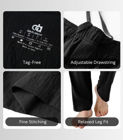 DAVID ARCHY Mens Pajama Pants, Soft Lightweight Sleep Pants, Comfy Lounge Pajama Bottoms with Pockets and Button Fly, 2 Pack in Saudi Arabia