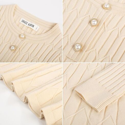 GRACE KARIN Girls Dress Fall Winter Sweater Long Sleeve Cable Knit Button Casual Dresses for Teen Girl 6-14Y in Saudi Arabia