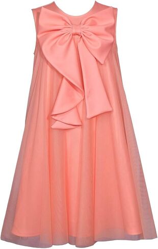 Bonnie Jean Girls Size 7-16 Bow Front Mesh Overlay Shift Dress in Kuwait