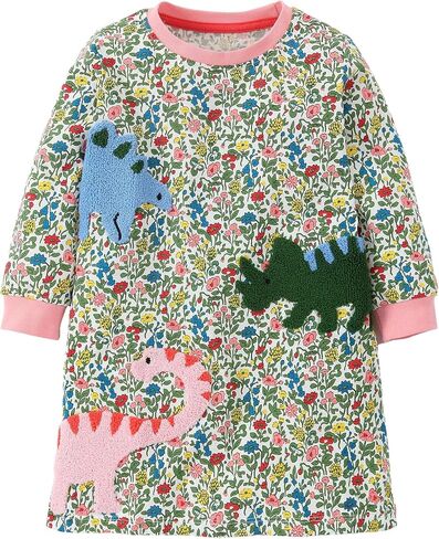 FreeLu Girls Cartoon Casual Dress Toddler Jersey Cotton Party Dresses Applique Embroidery Longsleeve T-Shirt Clothes in Saudi Arabia