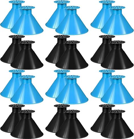 Gisafai 24 Pcs Magical Ice Scrapers for Car Windshield Round Snow Scraper for Car Cone-Shaped Snow Remover with Funnel Cone-Shaped Winter Accessories Christmas New Year Gifts (Blue, Black) in Kuwait