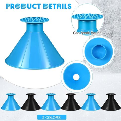 Gisafai 24 Pcs Magical Ice Scrapers for Car Windshield Round Snow Scraper for Car Cone-Shaped Snow Remover with Funnel Cone-Shaped Winter Accessories Christmas New Year Gifts (Blue, Black) in Kuwait
