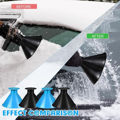 Gisafai 24 Pcs Magical Ice Scrapers for Car Windshield Round Snow Scraper for Car Cone-Shaped Snow Remover with Funnel Cone-Shaped Winter Accessories Christmas New Year Gifts (Blue, Black) in Kuwait
