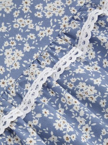 تنانير CIDER للنساء تنورة طويلة مطبوعة بالورود تنورة بوهيمية واسعة بخصر متوسط ​​وكشكشة تنورة طويلة إغلاق بالسحب in Kuwait