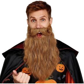 Men Long Curly Wizard Beard with Elastic Band Realistic Fake Synthetic Beard for Halloween Costume Party in Saudi Arabia