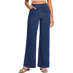 Ewedoos Wide Leg Jeans Woman High Waisted Stretchy Baggy Jeans for Women Pull On Trendy Womens Jeans Straight Denim Pants in Saudi Arabia