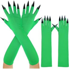 Halloween Claw Gloves 16.8 Inch Green Witch Gloves with Black Nails Witch Woman Outfit for Women Cosplay Costume Accessory in Kuwait