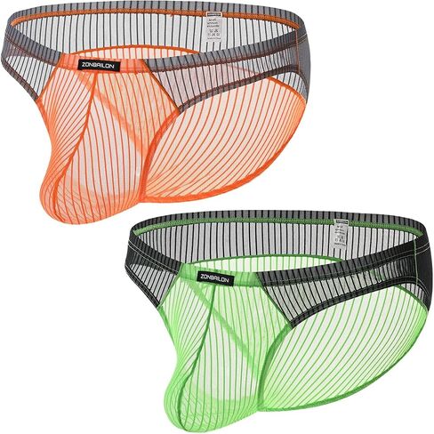 JINSHI Men’s Sheer Mesh Briefs Transparent Bulge Pouch Bikini Underwear See Through Striped Ultra-Thin Sexy Panties in Saudi Arabia