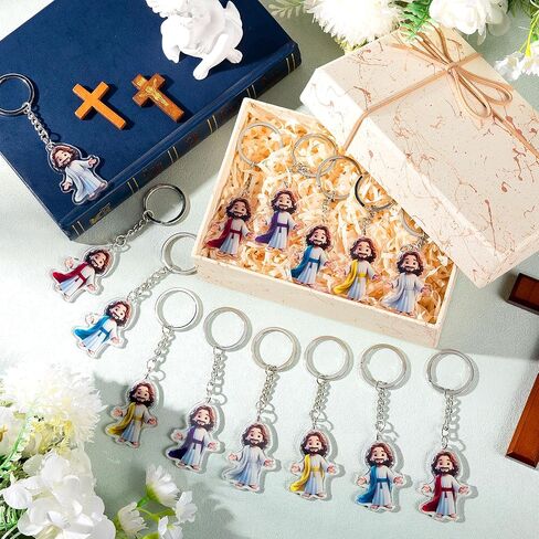 100 Pcs Mini Jesus Keychains Bulk Acrylic Jesus Christian Keychains Small Religious Keyrings for Women Men Church Events Sunday School Halloween Christian Party Favors Baptism Gift in Saudi Arabia