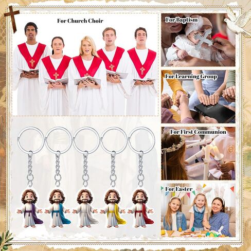 100 Pcs Mini Jesus Keychains Bulk Acrylic Jesus Christian Keychains Small Religious Keyrings for Women Men Church Events Sunday School Halloween Christian Party Favors Baptism Gift in Saudi Arabia