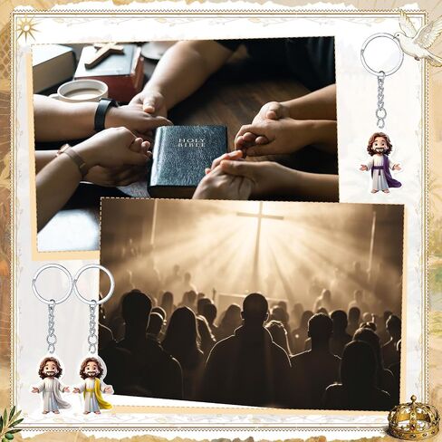 100 Pcs Mini Jesus Keychains Bulk Acrylic Jesus Christian Keychains Small Religious Keyrings for Women Men Church Events Sunday School Halloween Christian Party Favors Baptism Gift in Saudi Arabia