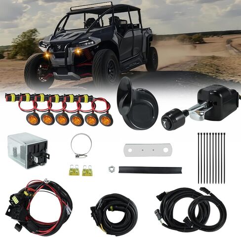 UTV Turn Signal Kit with Column Turn Switch, 12V Horn with Button, Street Legal with Hazard, Amber LED Blinker Kit Compatible with Polaris, Kawasaki, Can-Am, Pioneer, Talon, Arctic Cat, CFMOTO in Saudi Arabia