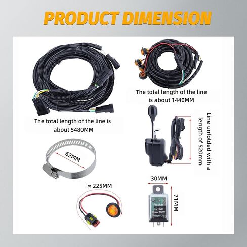 UTV Turn Signal Kit with Column Turn Switch, 12V Horn with Button, Street Legal with Hazard, Amber LED Blinker Kit Compatible with Polaris, Kawasaki, Can-Am, Pioneer, Talon, Arctic Cat, CFMOTO in Saudi Arabia