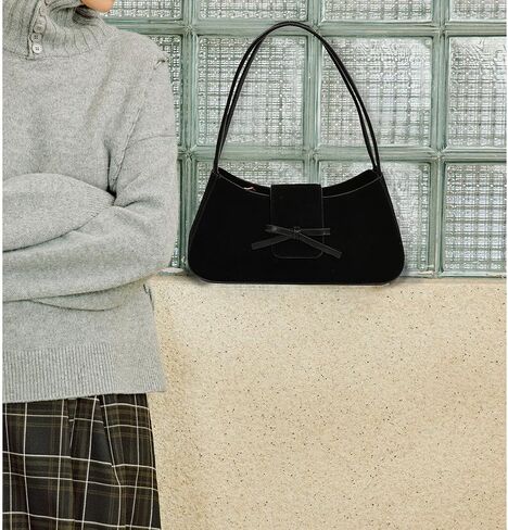 Small Shoulder Bags for Women Suede Handbag Cute Bow Purse Y2K Suede Hobo Handbag Clutch Underarm Purse in Saudi Arabia
