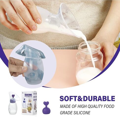مضخة الثدي اليدوية أمبليم | جامع سيليكون من الدرجة الغذائية من الجيل الثاني للأمهات المرضعات مع 4 سدادات حليب | يجب أن تمتلك أساسيات التسجيل لحديثي الولادة والرضع والأطفال | 4 أونصة (أزرق + وردي) in Kuwait