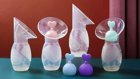 مضخة الثدي اليدوية أمبليم | جامع سيليكون من الدرجة الغذائية من الجيل الثاني للأمهات المرضعات مع 4 سدادات حليب | يجب أن تمتلك أساسيات التسجيل لحديثي الولادة والرضع والأطفال | 4 أونصة (أزرق + وردي) in Kuwait