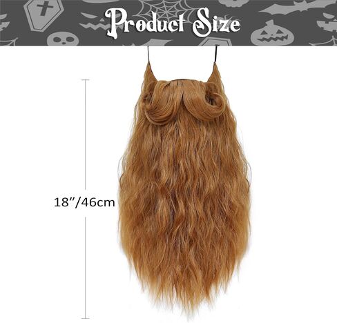 Men Long Curly Wizard Beard with Elastic Band Realistic Fake Synthetic Beard for Halloween Costume Party in Saudi Arabia