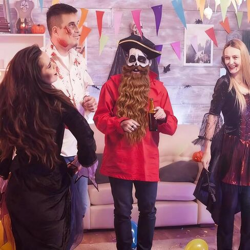 Men Long Curly Wizard Beard with Elastic Band Realistic Fake Synthetic Beard for Halloween Costume Party in Saudi Arabia