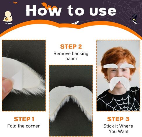 AXEN Fake Mustache and Eyebrows, Self Adhesive Fake Beard Mustaches Bushy Eyebrows, Funny Cosplay Costume Accessories in Saudi Arabia