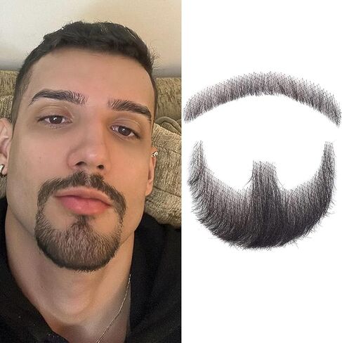 Fake Beard Human Hair Fake Mustache Beard Fake Goatee Costume Beard Fake Facial Hair (Black Goatee) in Saudi Arabia