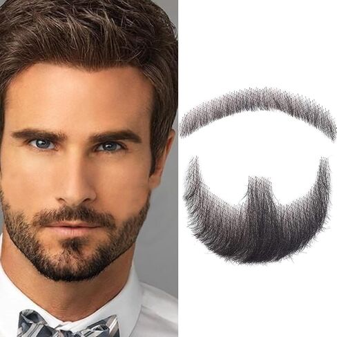 Fake Beard Human Hair Fake Mustache Beard Fake Goatee Costume Beard Fake Facial Hair (Black Goatee) in Saudi Arabia