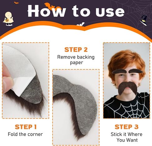 AXEN Fake Mustache and Eyebrows, Self Adhesive Fake Beard Mustaches Bushy Eyebrows, Funny Cosplay Costume Accessories in Saudi Arabia