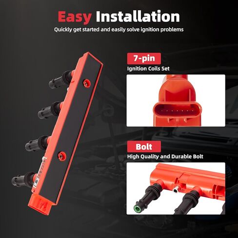 حزمة ملف إشعال مطورة متوافقة مع 1.4 لتر 1.8 لتر L4 2011 2012 2013 2014 2015 2016 2017 2018 2019 2020 2021 تشيفي كروز سونيك تراكس فولت بويك إنكور، تناسب كاديلاك ELR تحل محل UF669 D521C in Kuwait