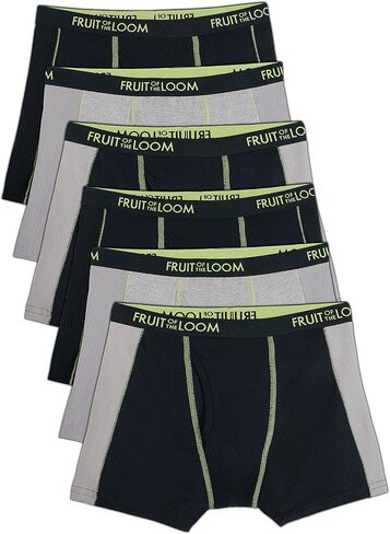 Fruit of the Loom boys Micro Mesh With Side Flex Zones Boxer Briefs 6 Pack in Saudi Arabia