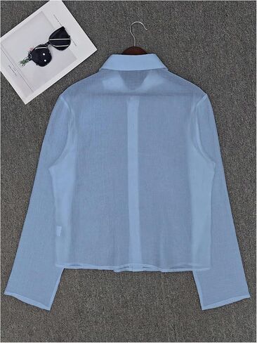 OYOANGLE Men's Mesh Sheer Button Down Shirts Long Sleeve Fitted Party Club Shirt Top in Saudi Arabia