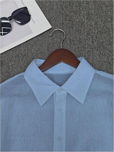 OYOANGLE Men's Mesh Sheer Button Down Shirts Long Sleeve Fitted Party Club Shirt Top in Saudi Arabia