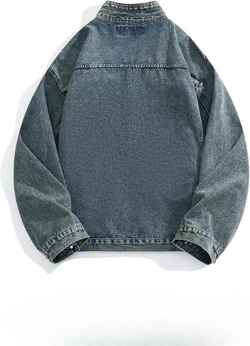 Men’S Asymmetrical Lace-Up Denim Jacket Chinese Style Loose Fit Casual Classic Denim Jacket in Saudi Arabia