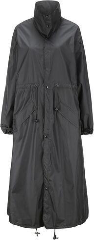 SUKUTU Women's Long Rain Coats Waterproof Lightweight Packable Rain Jacket with Hood Windbreaker Outdoor Raincoat in Saudi Arabia