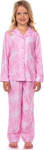 طقم بيجامة INTIMO Barbie Pajama للفتيات بأكمام طويلة وقميص وبنطلون بأزرار أمامية وأكمام طويلة مكون من قطعتين ملابس نوم in Saudi Arabia