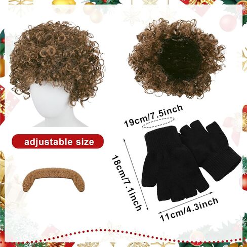 Mepase 8 Pcs Christmas Home Intruder Costume Funny Movie Group Costume Accessories Include Afro Wig Mustache Beanie Hat Scarf Gloves with Feathers Bulk for Holiday Halloween Cosplay Party in Saudi Arabia