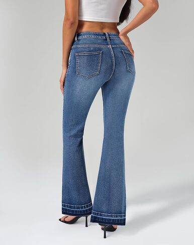 roswear Bell Bottom Jeans for Women High Waist Stretchy Flare Jeans Denim Trousers Pants in Saudi Arabia