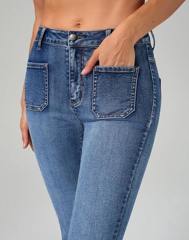 roswear Bell Bottom Jeans for Women High Waist Stretchy Flare Jeans Denim Trousers Pants in Saudi Arabia